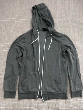 Men's Zip-Up Hooded Sweater in Charcoal Gray